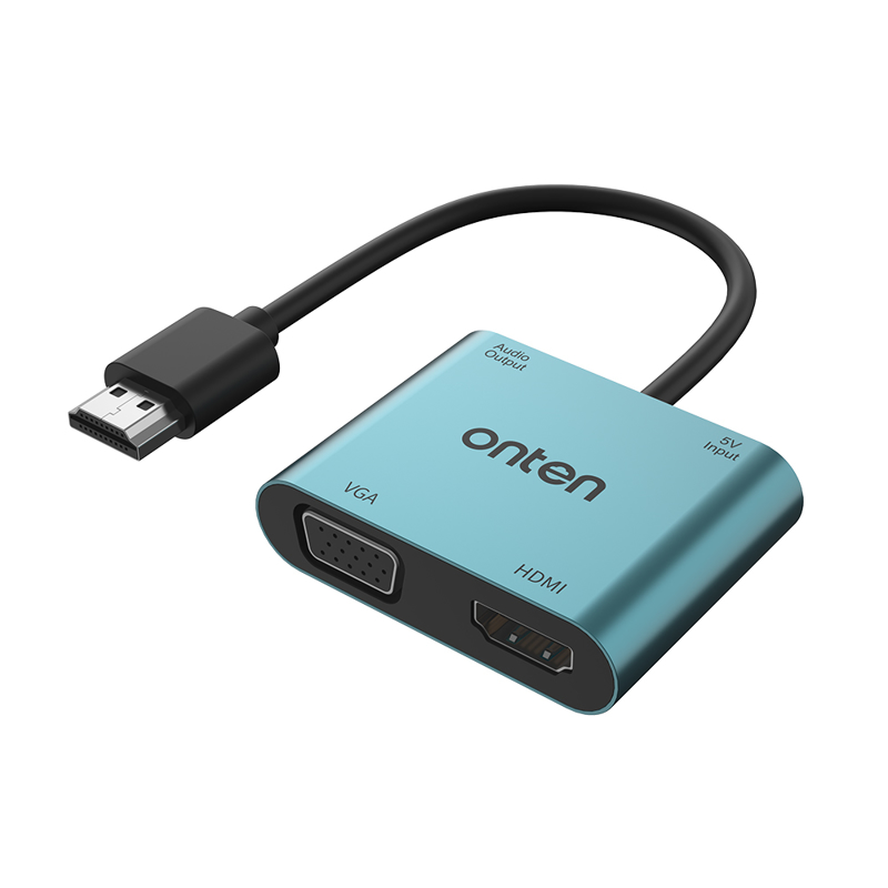 Slika od Adapter 4u1 HDMI 2K 30Hz na HDMI 2K 60Hz + VGA 2K 60Hz + USB Type-C 5V + jack 3.5mm 17cm (OTN-5166HV) Onten