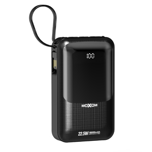 Slika od Power bank Moxom MX-PB76 10000mAh 20W PD LCD  3 in 1 sa kablom crni