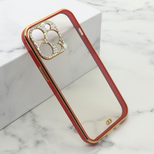 Slika od Futrola Diamonds Camera za iPhone 13 Pro (6.1) crvena