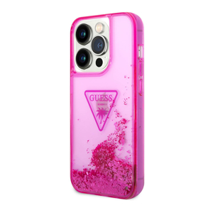 Slika od Futrola GUESS Liquid Glitter With Translucent Triangle Logo za Iphone 14 Pro pink Full ORG (GUHCP14LLFCTPF)