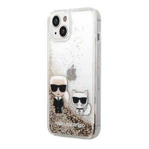 Slika od Futrola Karl Lagerfeld Liquid Glitter Case Karl And Choupette za Iphone 14 Plus zlatna Full ORG (KLHCP14MGKCD)