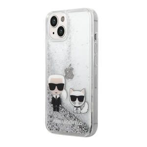 Slika od Futrola Karl Lagerfeld Liquid Glitter Case Karl And Choupette za Iphone 14 Plus srebrna Full ORG (KLHCP14MGKCS)