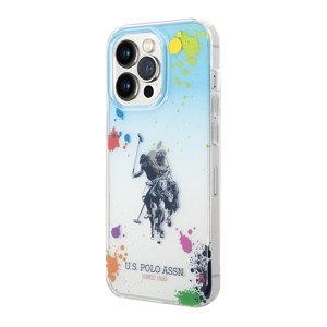 Slika od Futrola Polo Gradient With Splattered Pattern & Horse Logo za Iphone 14 Pro plava Full ORG (USHCP14LUARTB)