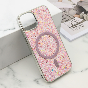Slika od Futrole GLAM GLOW MagSafe za iPhone 13 (6.1) roze