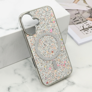 Slika od Futrole GLAM GLOW MagSafe za iPhone 16 (6.1) srebrna