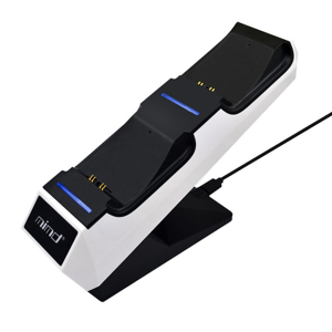 Slika od Punjac Dual Charge za 2 joypada PS5 sa adapterom crno-beli (SND-459)