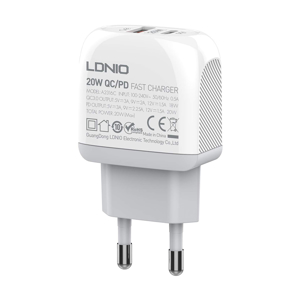 Slika od Kucni punjac LDNIO A2316C QC3.0 18W, PD 20W Type-C na Lightning beli