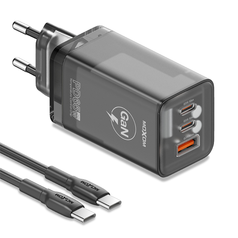 Slika od Kucni punjac MOXOM LX-HC824 60W PD Type C na Type C crni
