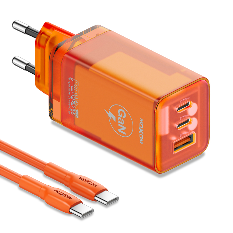 Slika od Kucni punjac MOXOM LX-HC824 65W PD Type C na Type C narandzasti