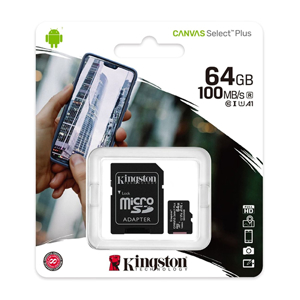 Slika od Memorijska kartica Kingston Select Plus Micro SD 64GB Class 10 UHS U1 100MB/s + SD adapter