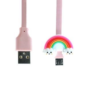 Slika od USB data kabal EMOJI rainbow micro roze