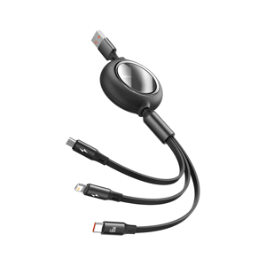 Slika od USB data kabal BASEUS Mirror 3in1 micro/Iphone lightning/Type C 66W 1.2m crni
