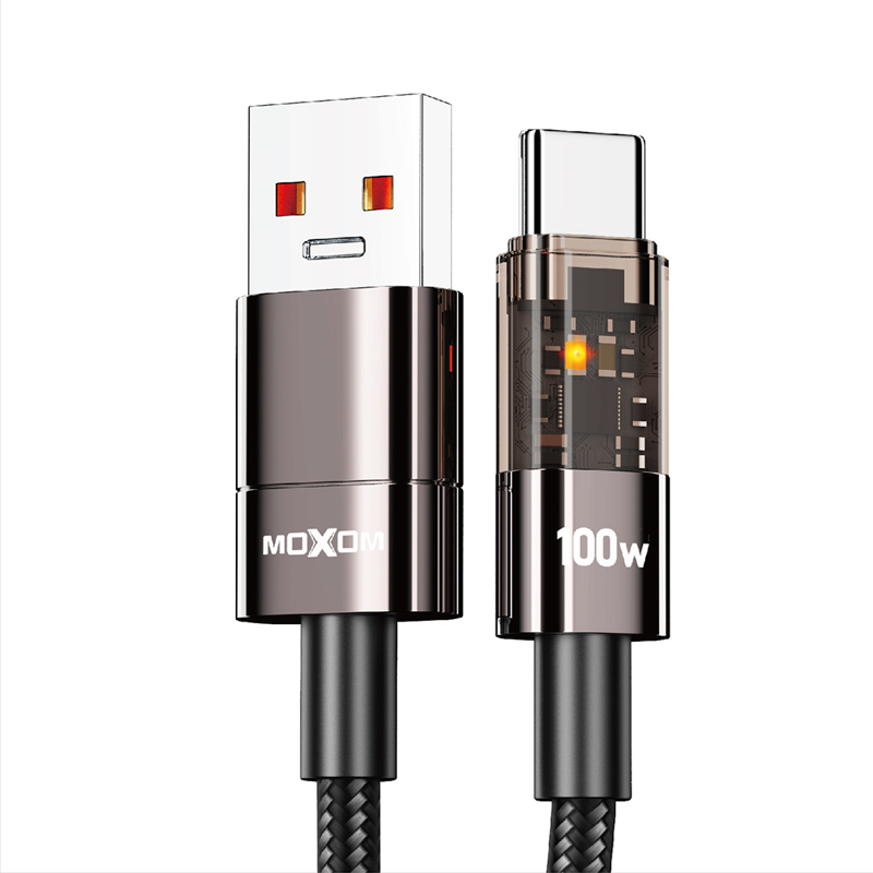 Slika od USB data kabal Moxom LX-CB843 LED 100W Type C 1,2m crni